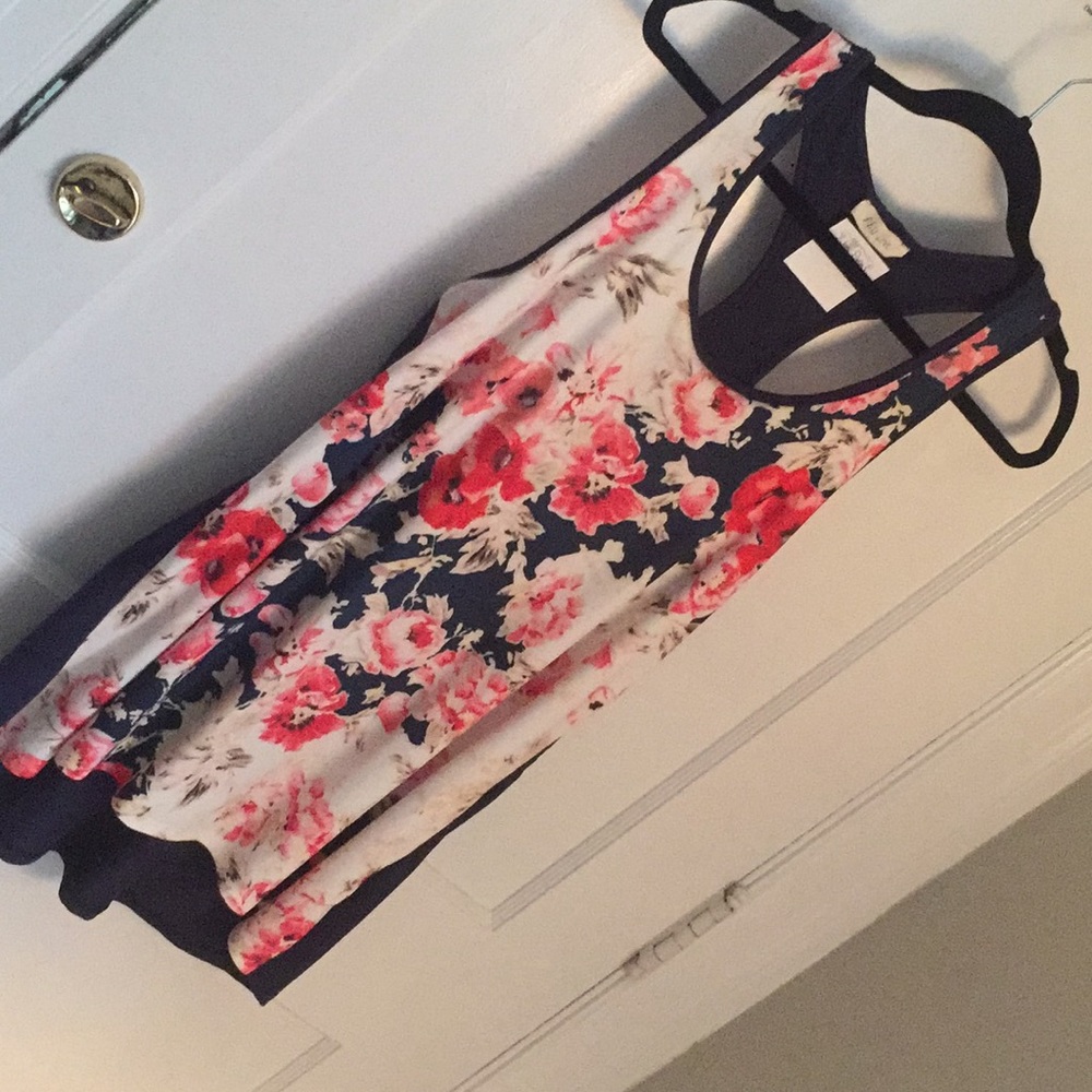 Navy and floral racerback tunic